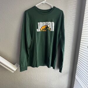 Jordan Mens Long Sleeve Graphic T-Shirt Green Jumpman Basketball DC9771-333 M